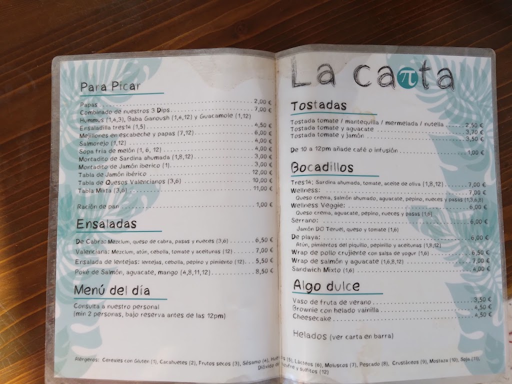 Chiringuito tres14 Beach — Carta