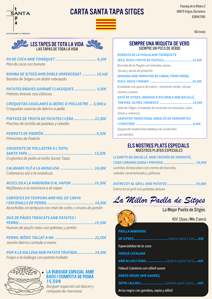 SANTA TAPA SITGES | BEST TAPAS SITGES — Carta