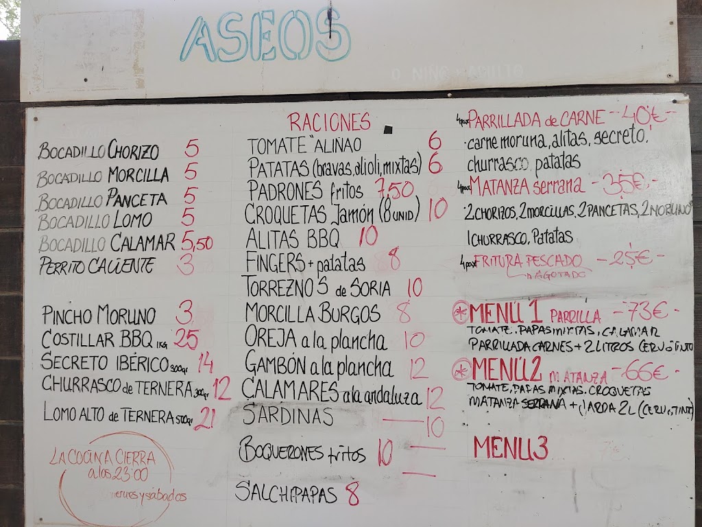 Asador Parrilla La Ermita — Carta