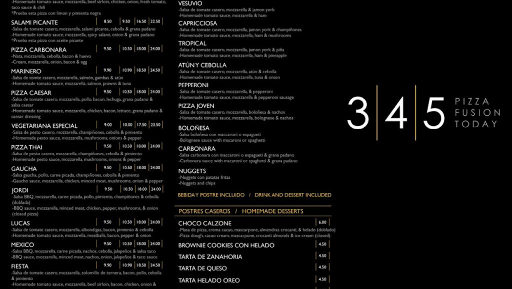 3 I 4 I 5 Pizza Fusion Today — Carta