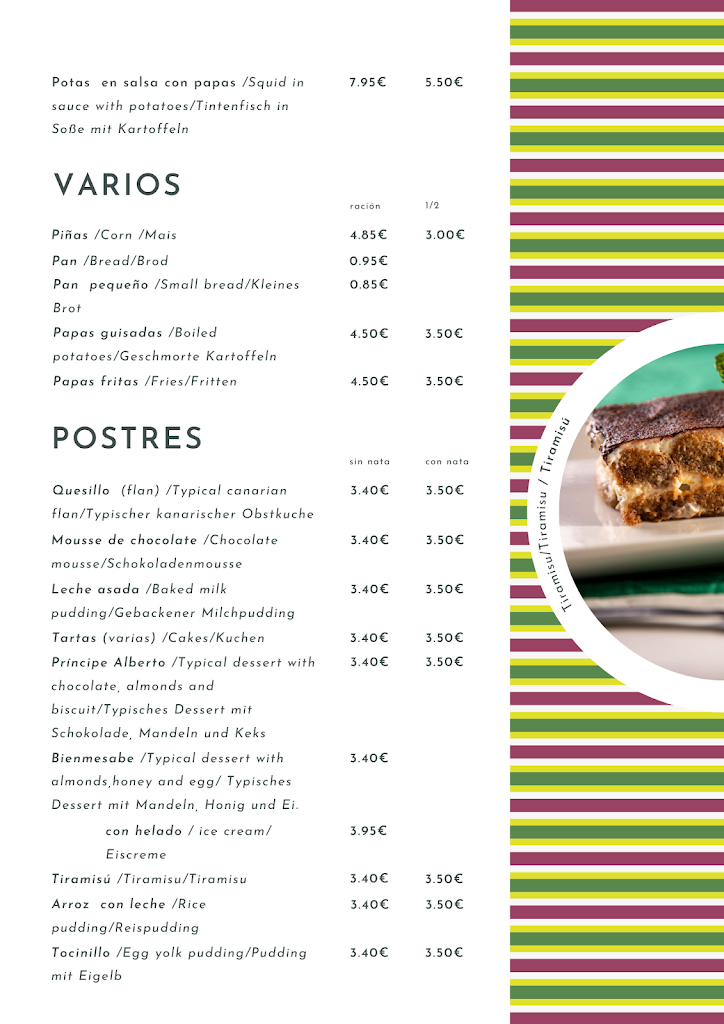 Restaurante Bodegon Casa Tomas — Carta