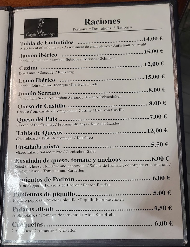 Restaurante Santiago — Carta