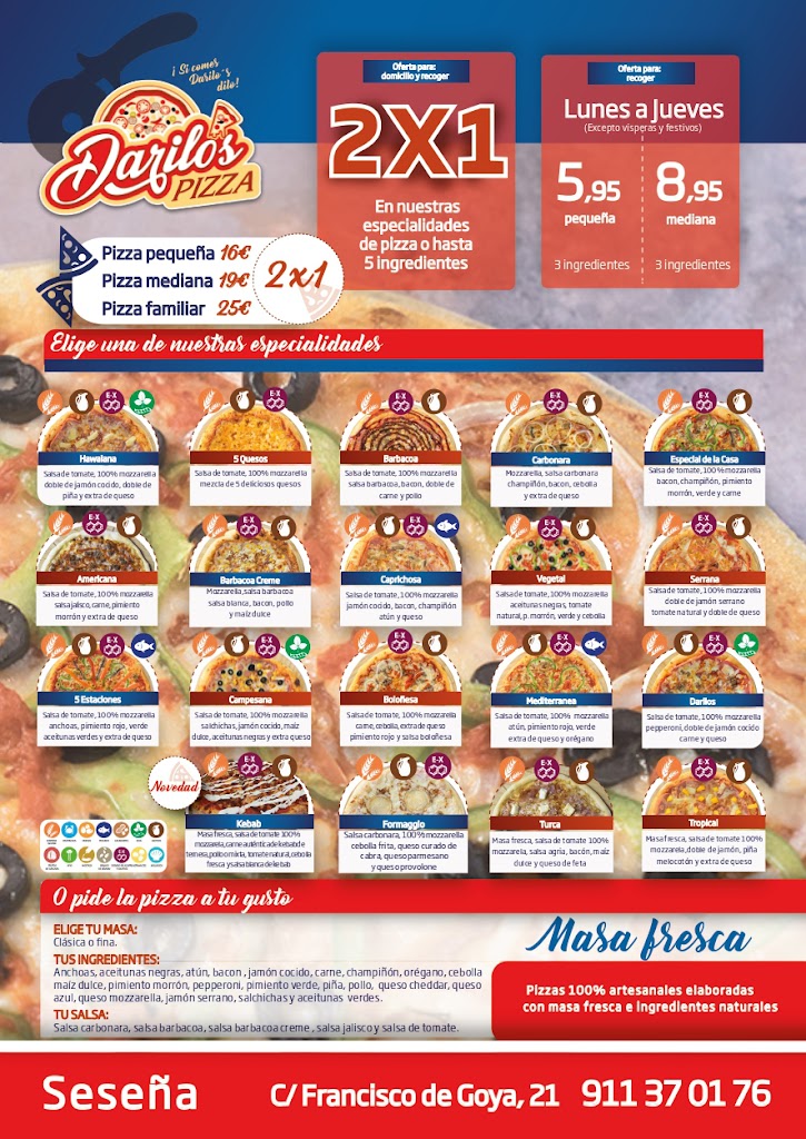 Darilo's Pizza Sesena — Carta