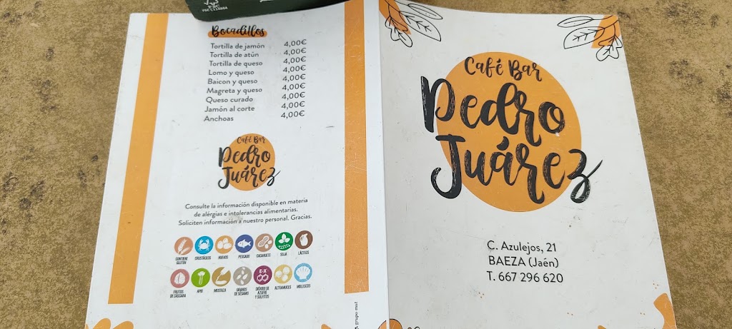 Cafe Bar Pedro Juarez — Carta