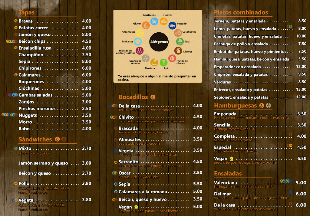 Bar Casa Enrique — Carta