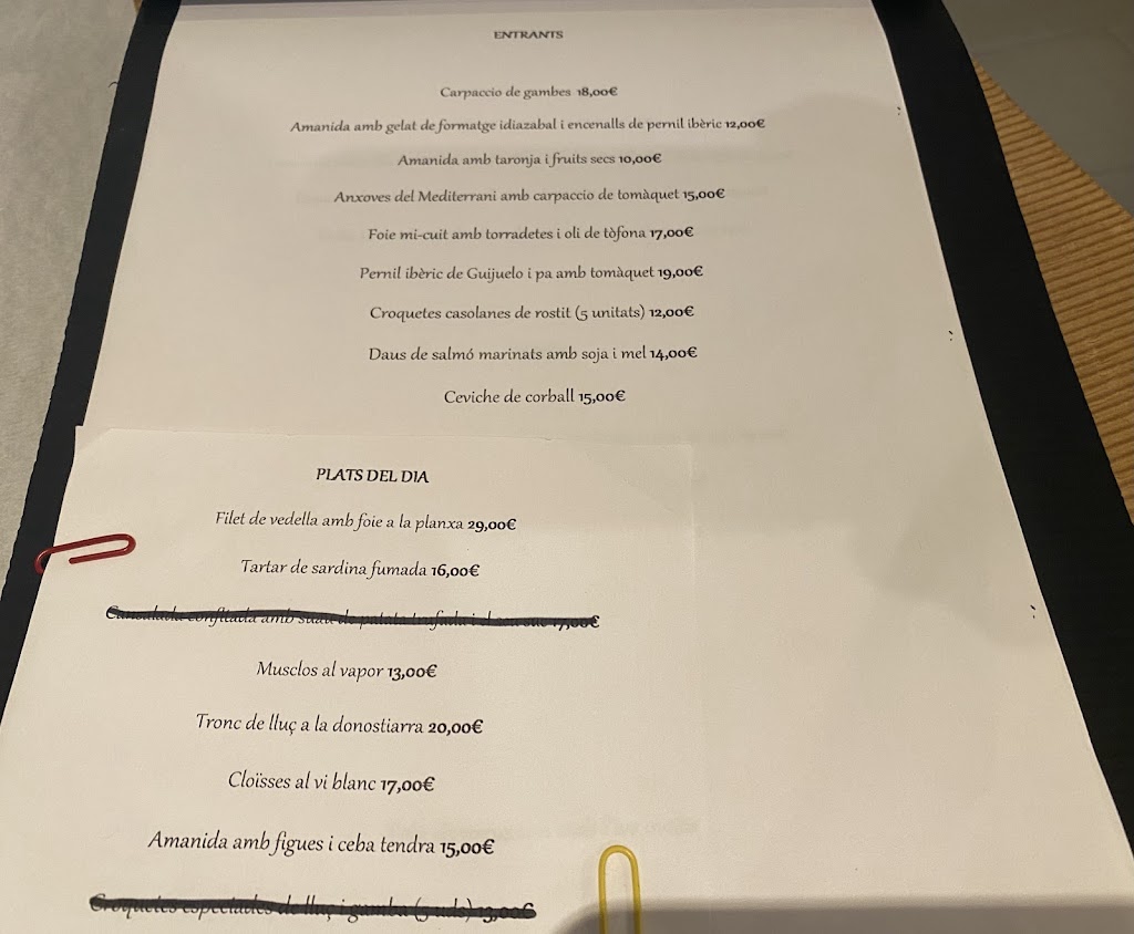 Restaurant GAS26 — Carta