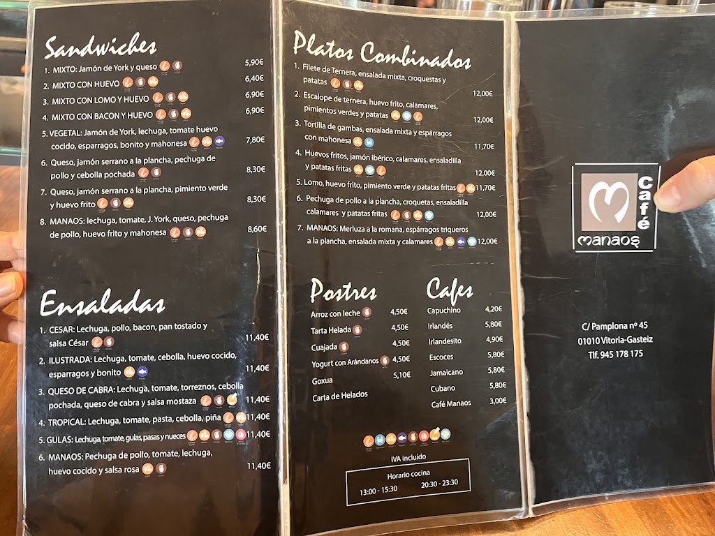 Bar de Tapas Manaos — Carta