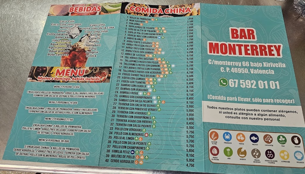 Bar Monterrey — Carta