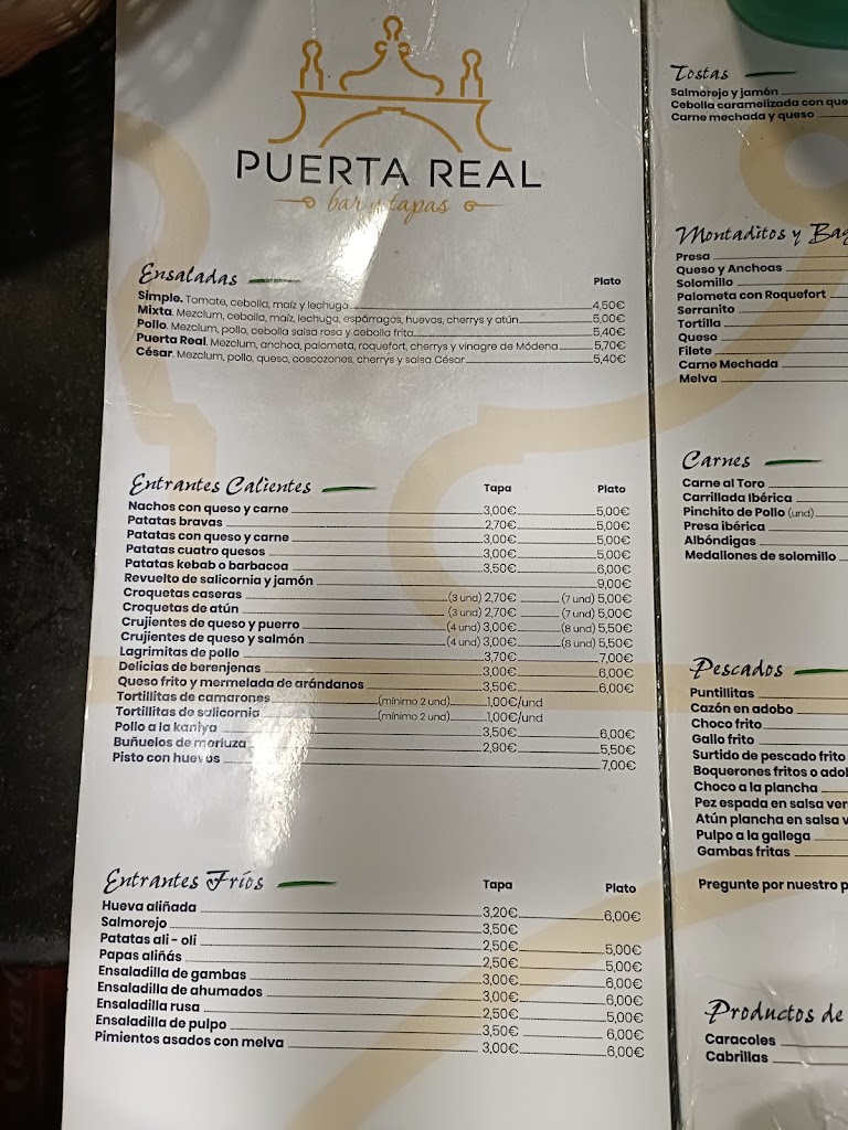 Puerta Real (Bar&Tapas) — Carta