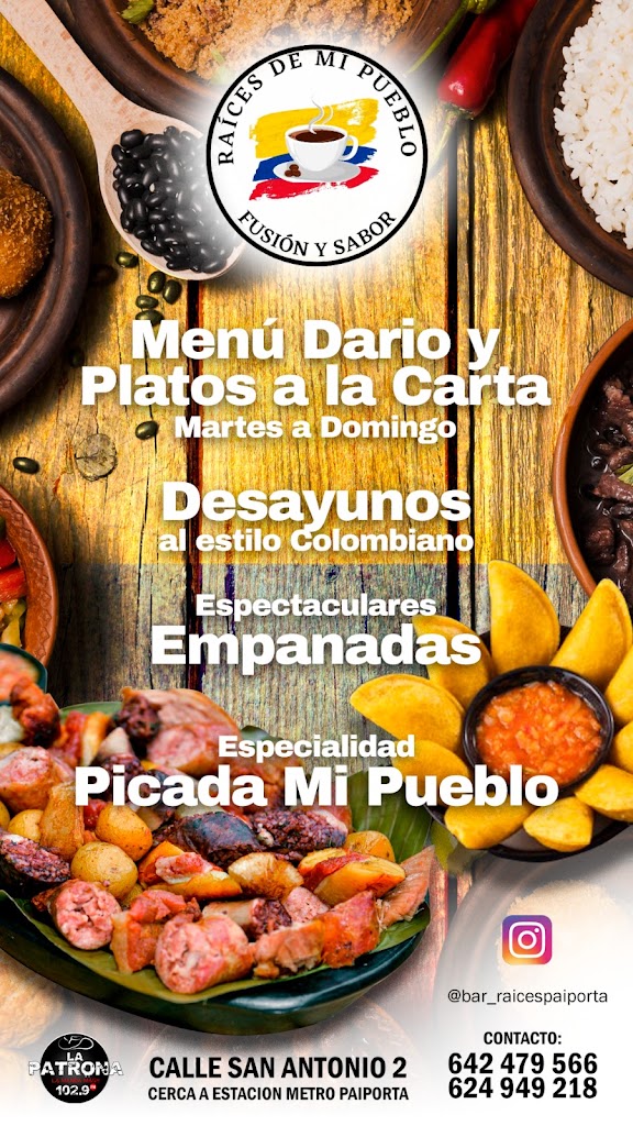 Bar Raices de mi pueblo — Carta