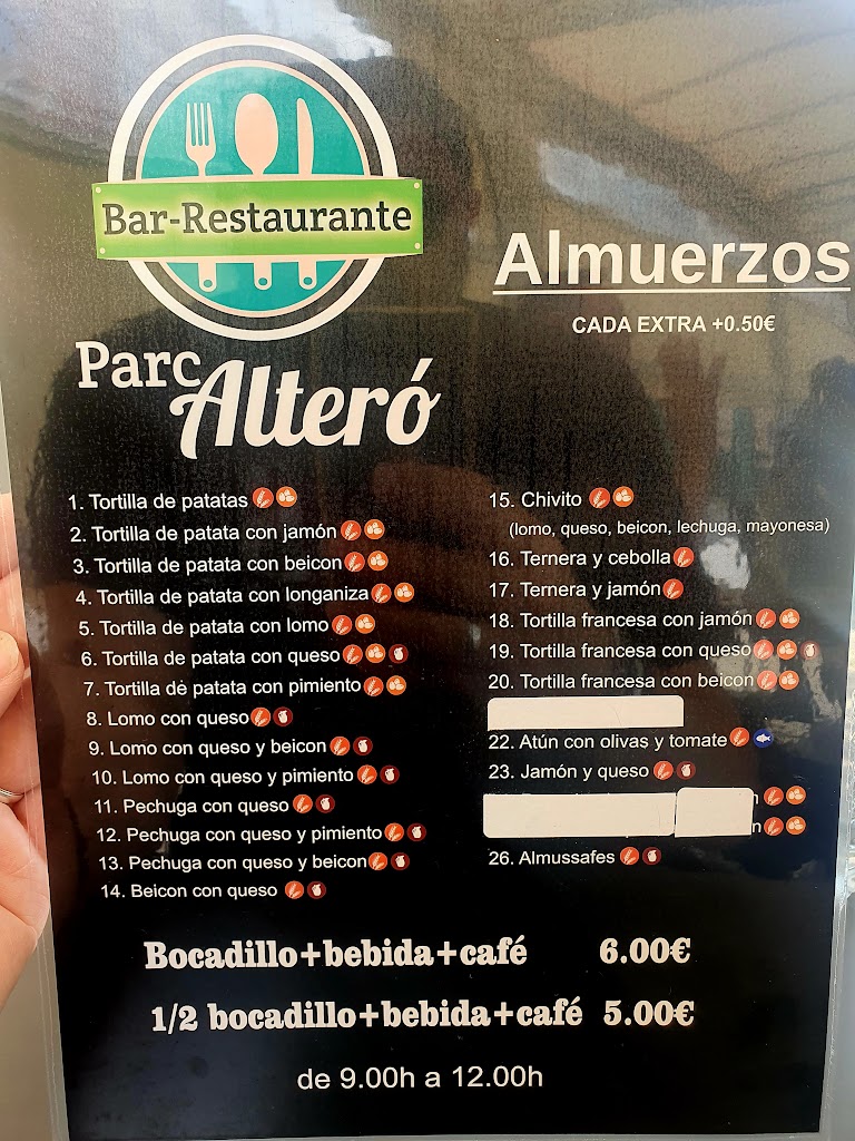 Restaurante Parc L'Altero — Carta