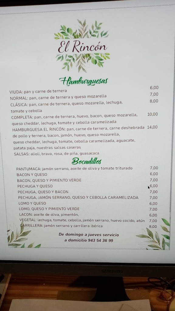 Bar restaurante EL RINCON GASTROTEKA — Carta