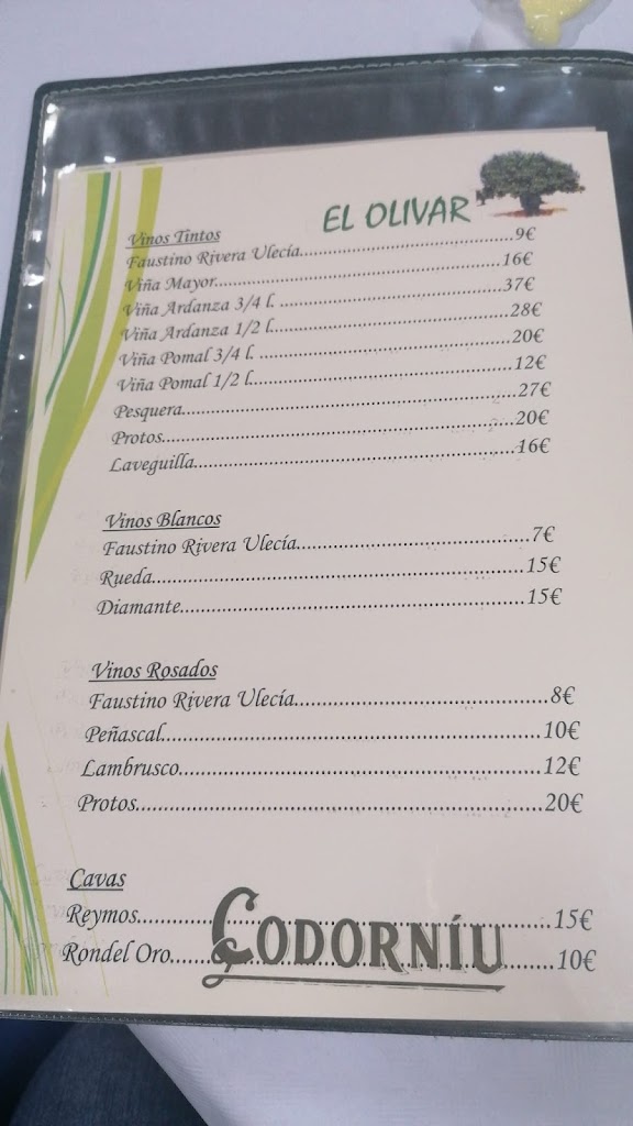 Restaurante El Olivar — Carta