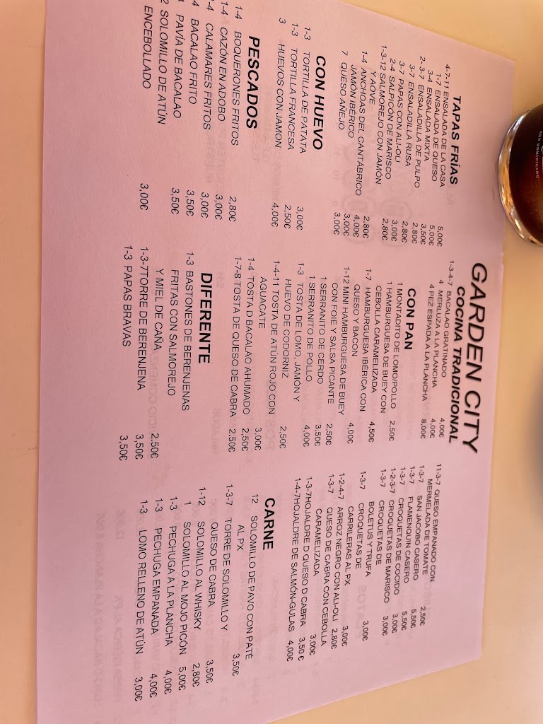 Garden city cocina tradicional — Carta