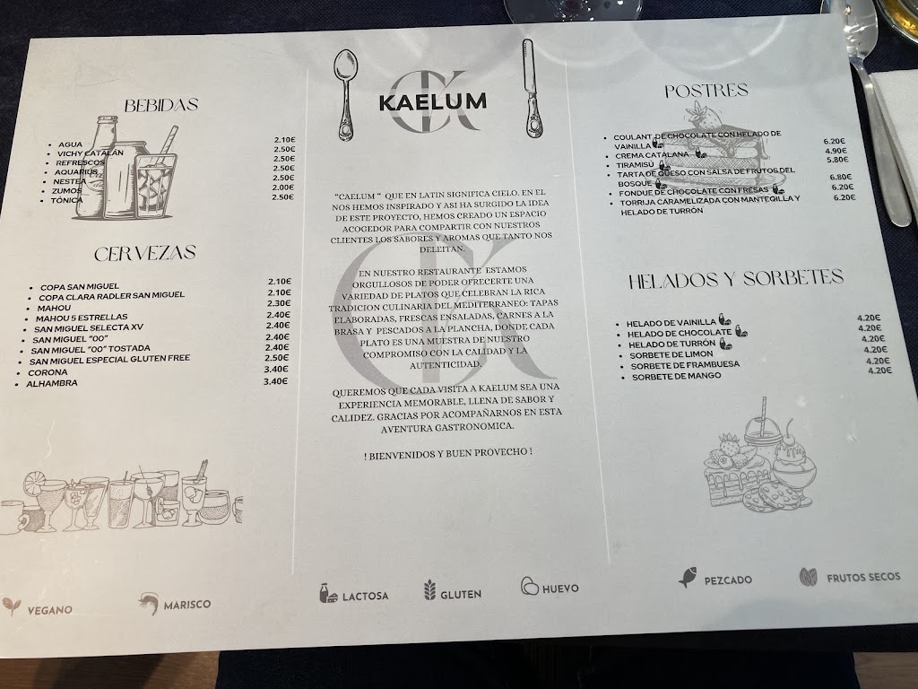 Kaelum Restaurant — Carta