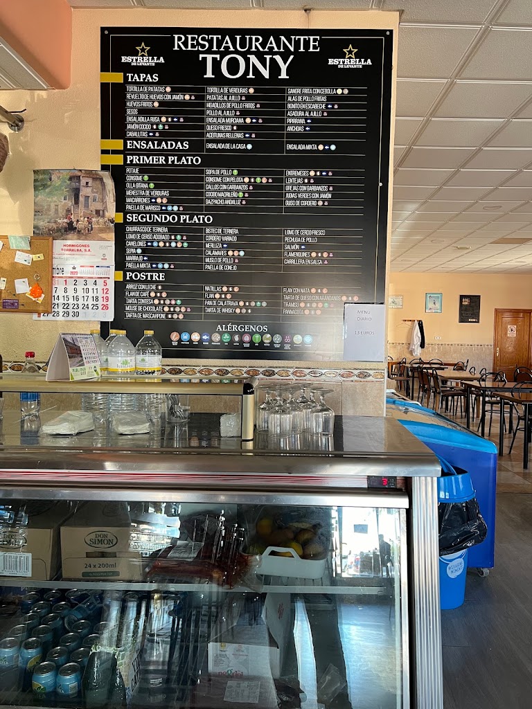 Restaurante tony — Carta