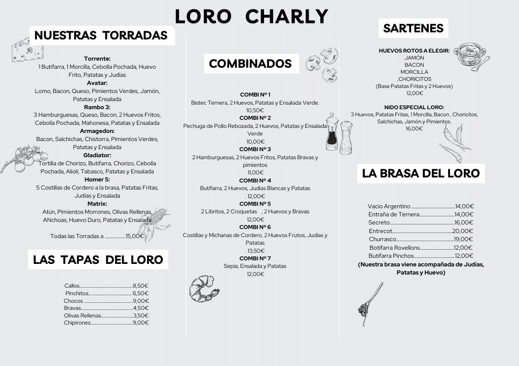 Restaurante Loro Charly — Carta