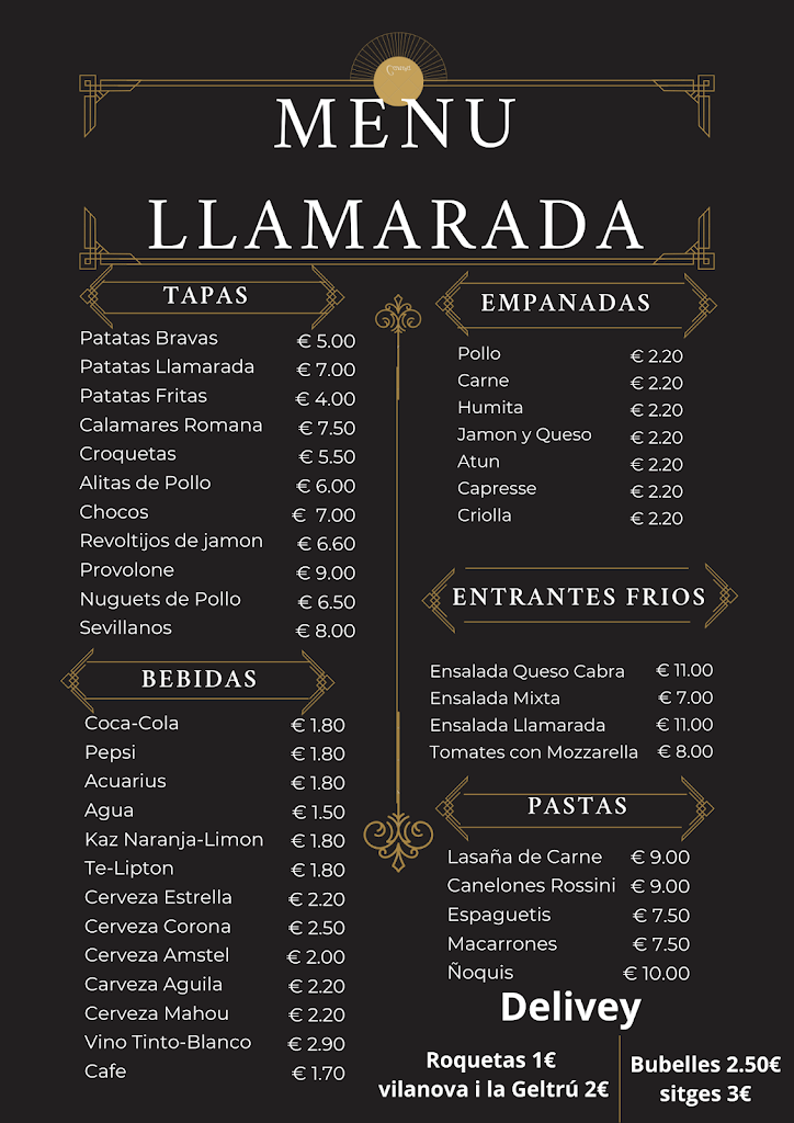 La Llamarada roquetas — Carta