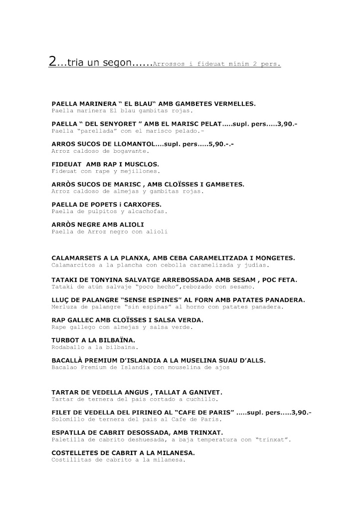 Blau de Vilanova — Carta