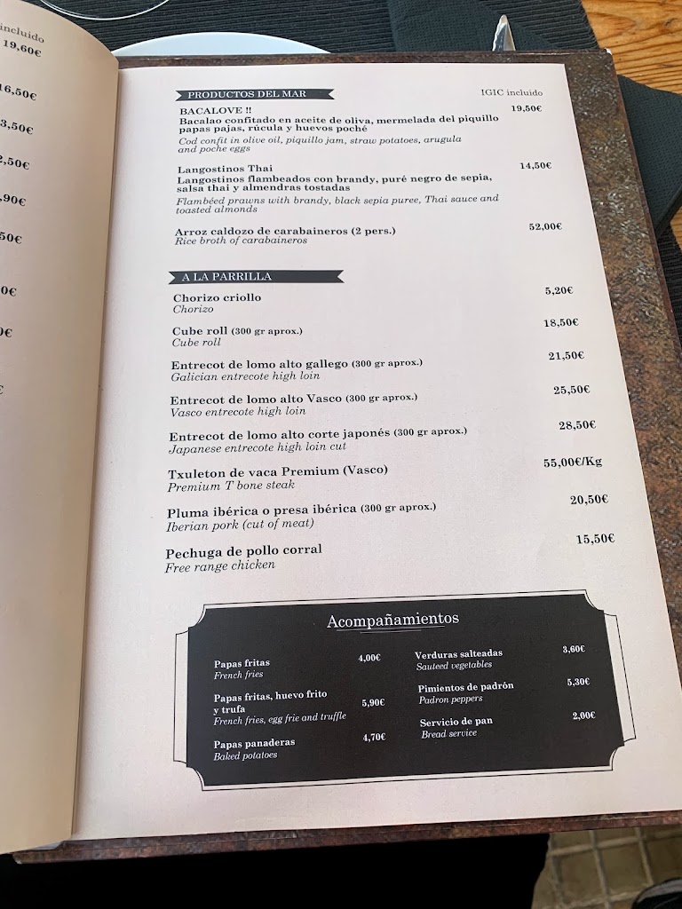 Restaurante Rincon de Andres — Carta