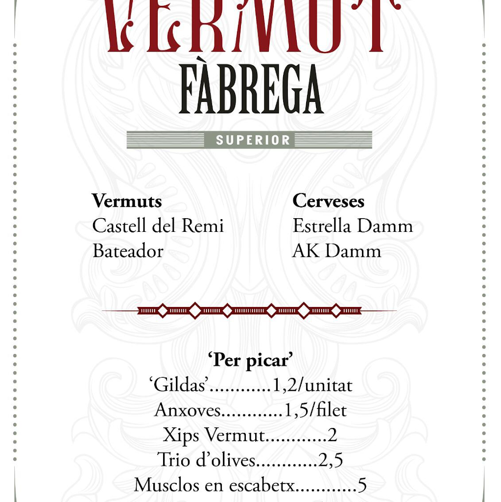 Cafeteria Fabrega — Carta