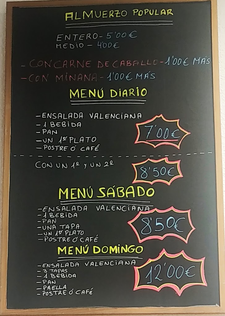BAR CAFETERIA EL MUSICAL D'ALFAFAR — Carta
