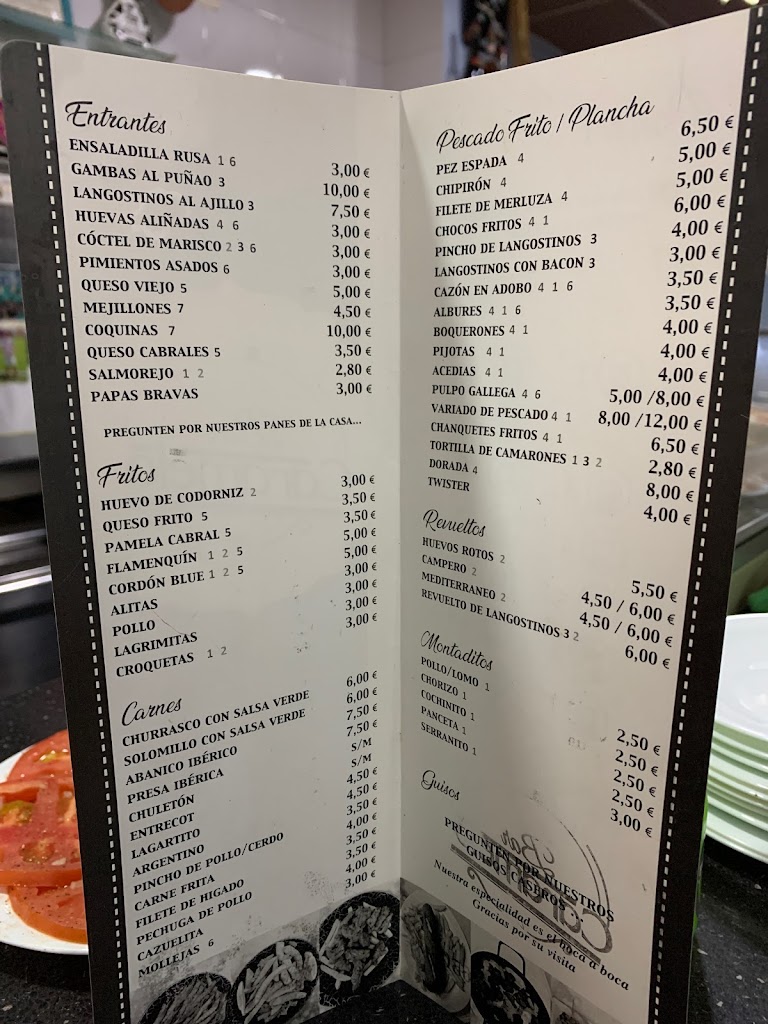 Bar Caramelo — Carta
