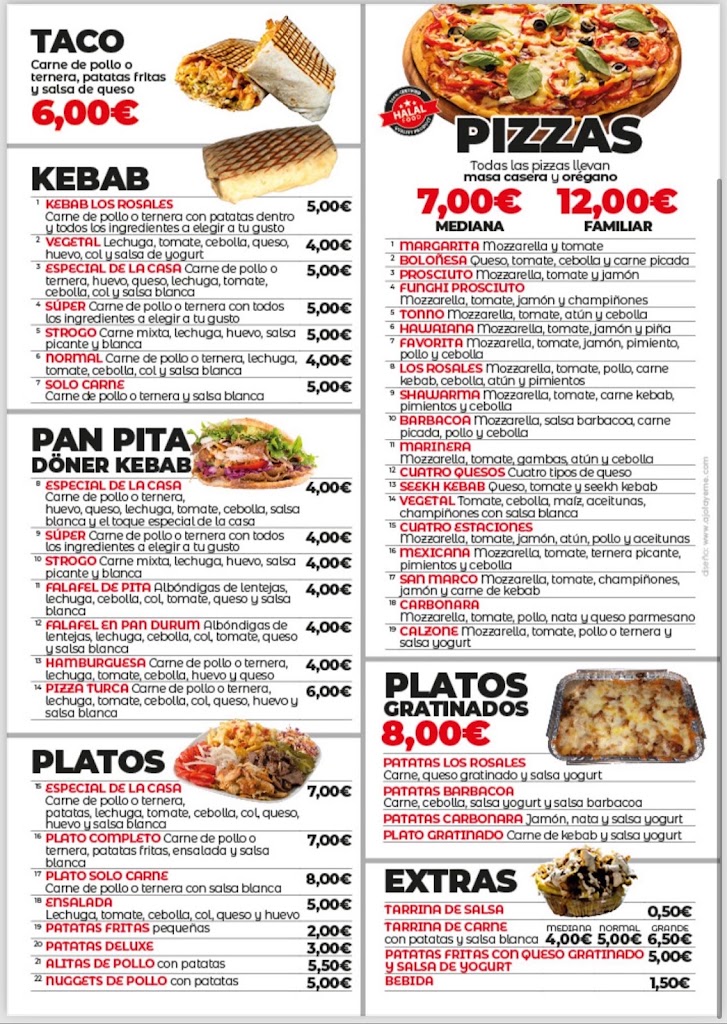 Pizzeria Kebab Los Rosales 2 — Carta