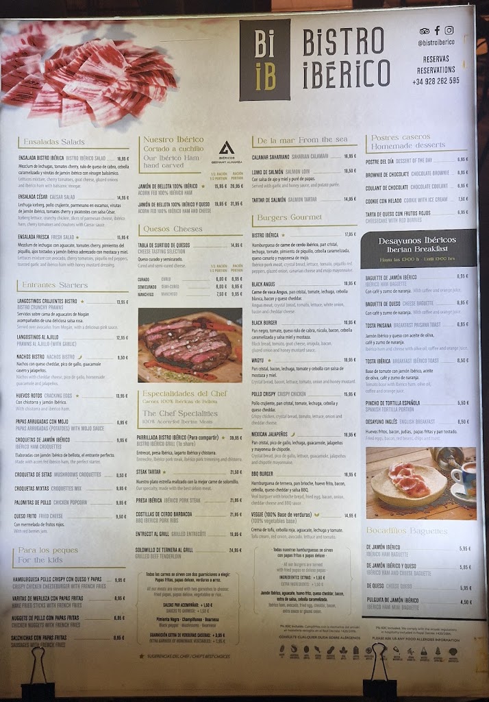 Bistro Iberico — Carta