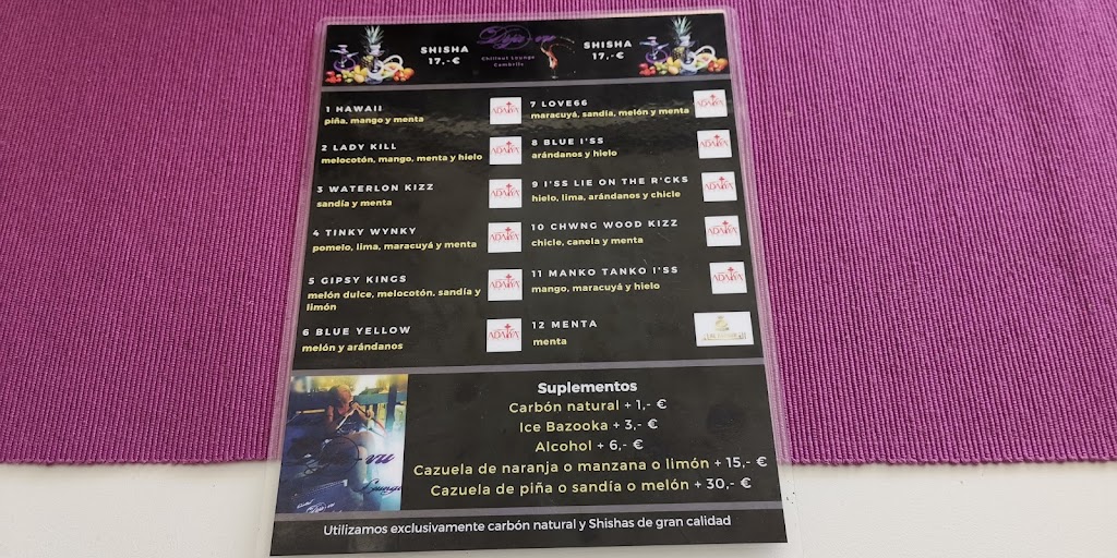 Deja-vu Chillout Lounge Cambrils — Carta