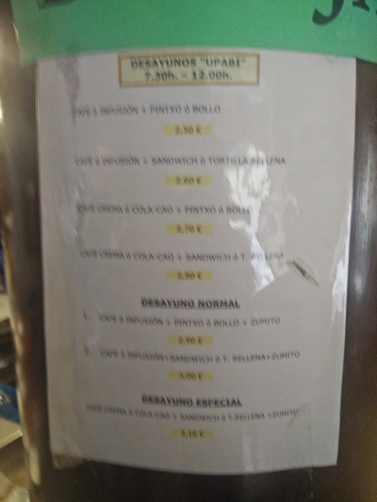 Upabi. Cafe - Bar — Carta
