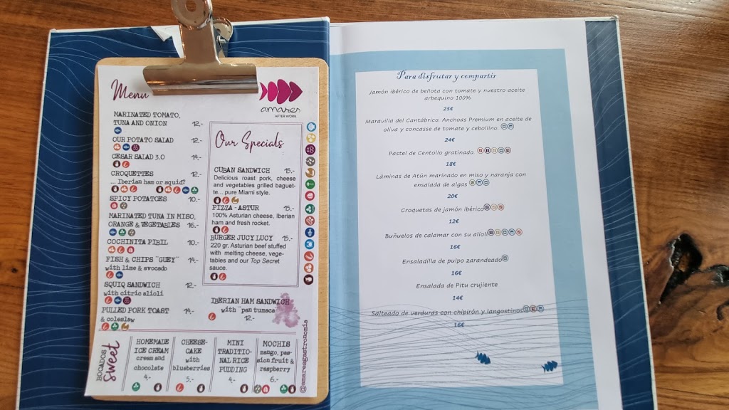 Amares Gastronomia — Carta