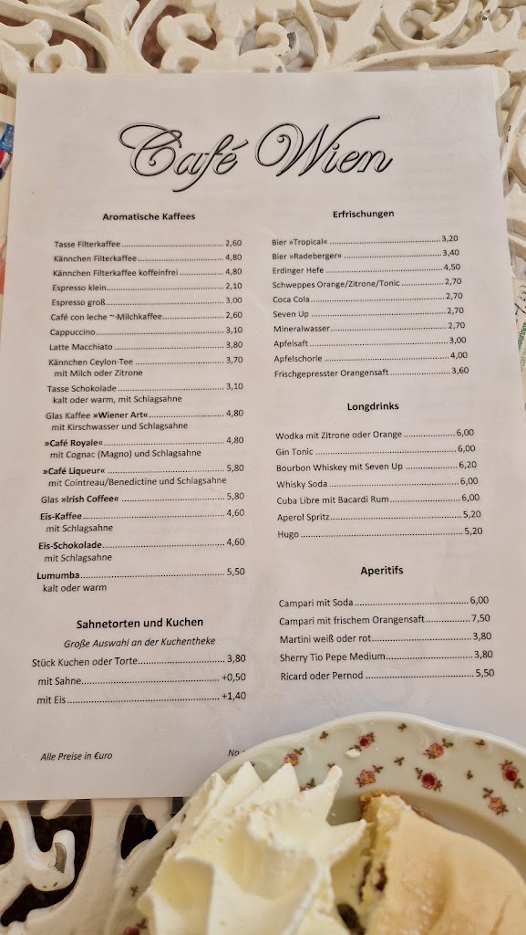 Cafe Wien — Carta