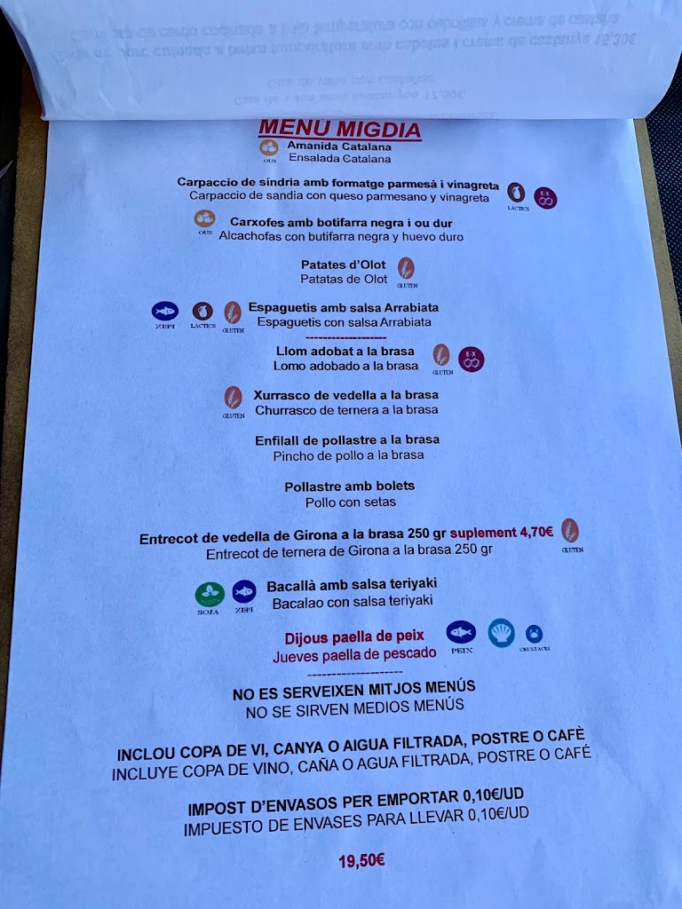 Restaurant Arnall degustacio — Carta