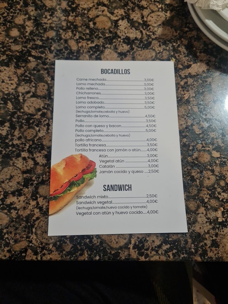Bar Restaurante Taraguilla — Carta