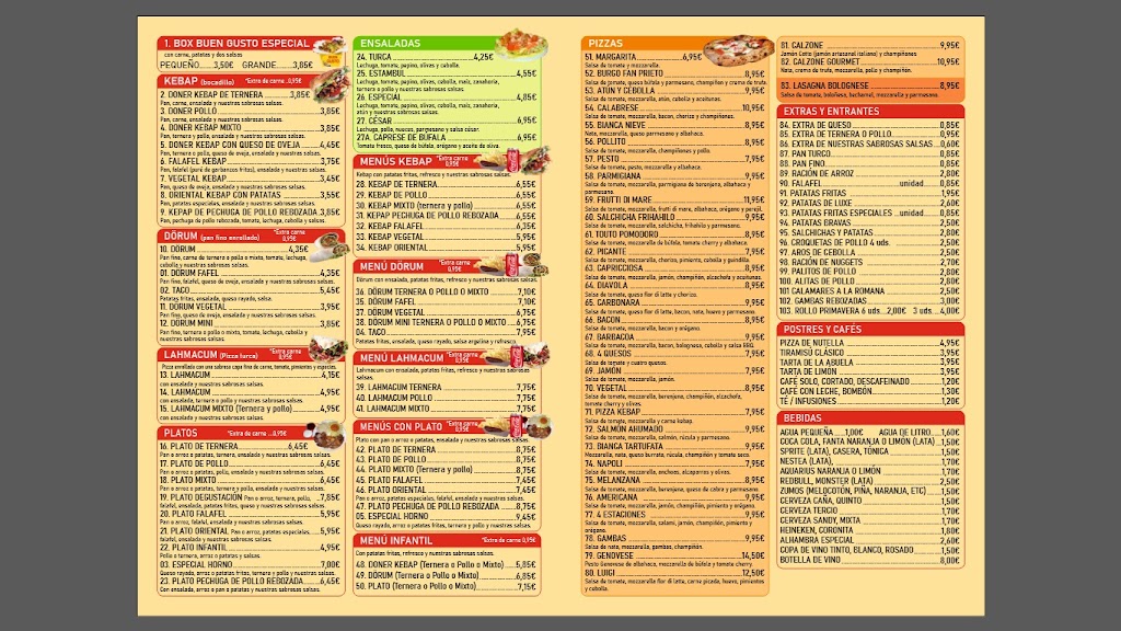 Kebap Autentica Pizza Napolitana — Carta