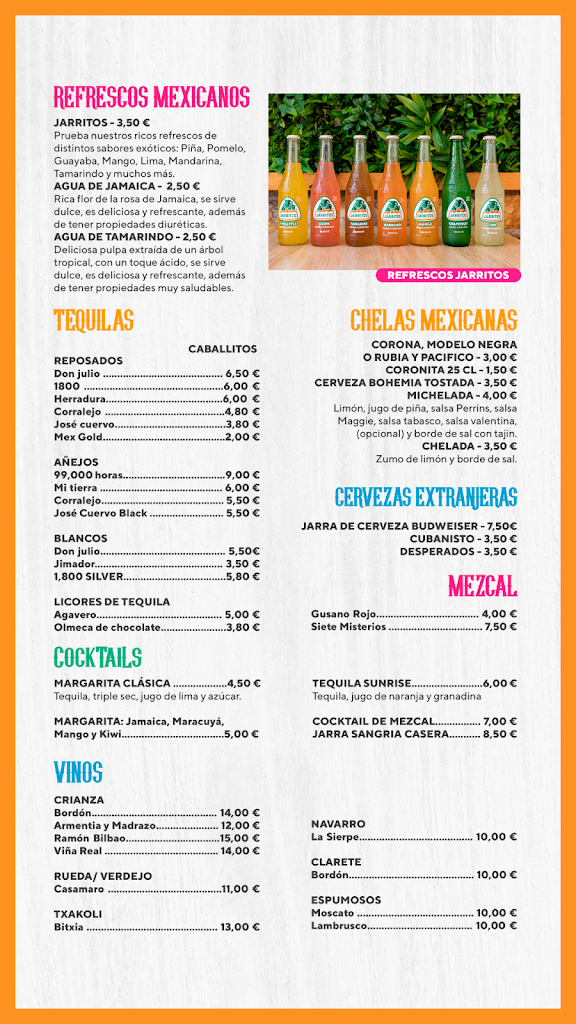 Cantina Mexicana Las Marias Barakaldo — Carta