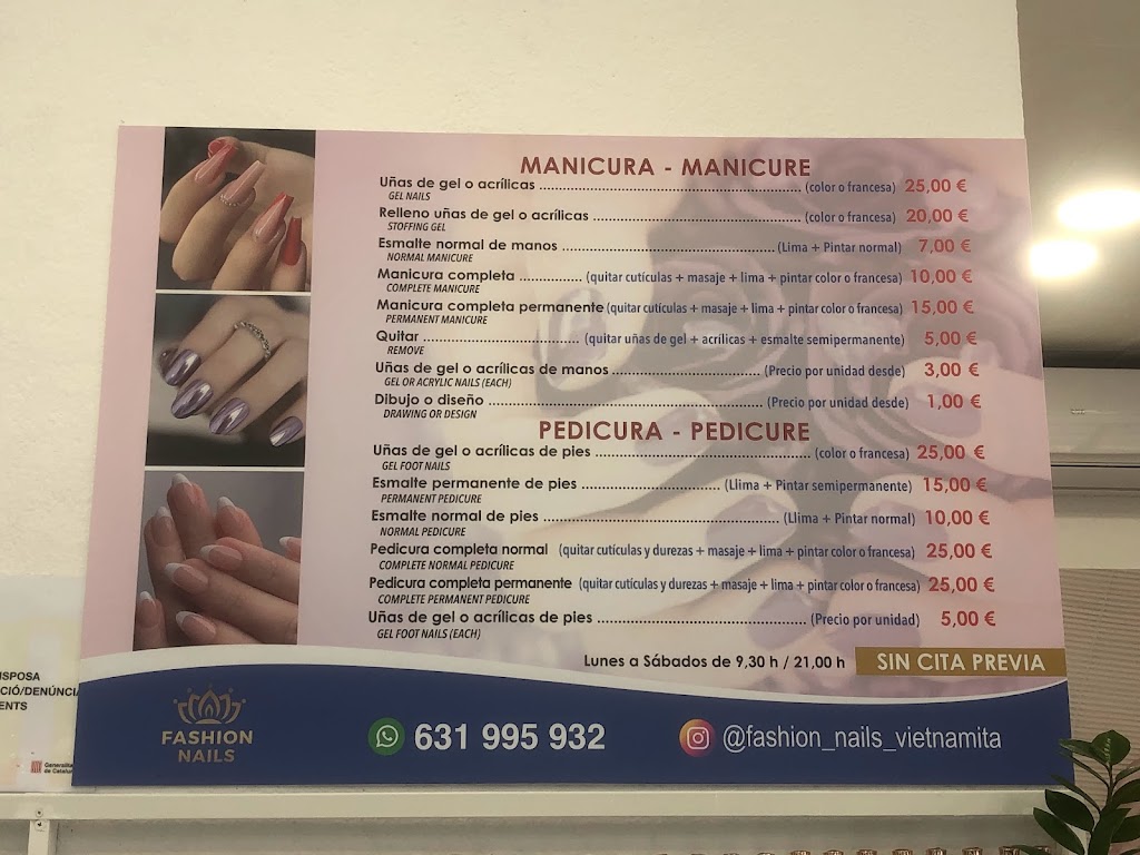 Fashion Nails - Salon De Unas VIETNAMITA — Carta