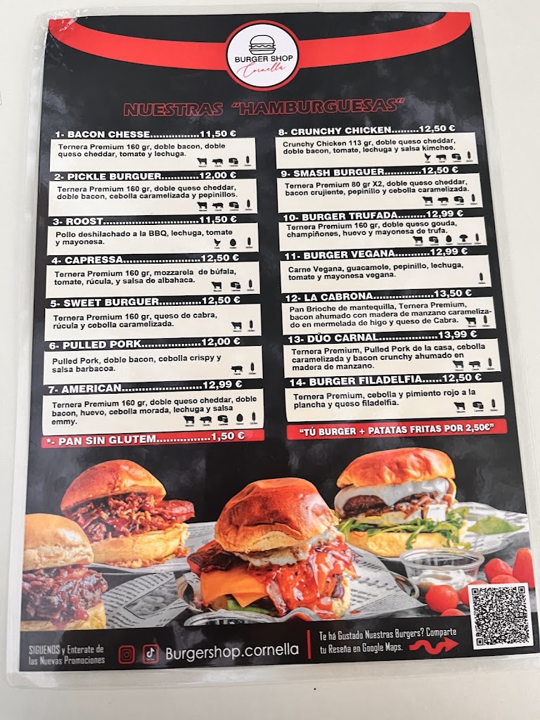 Burger Shop Cornella — Carta
