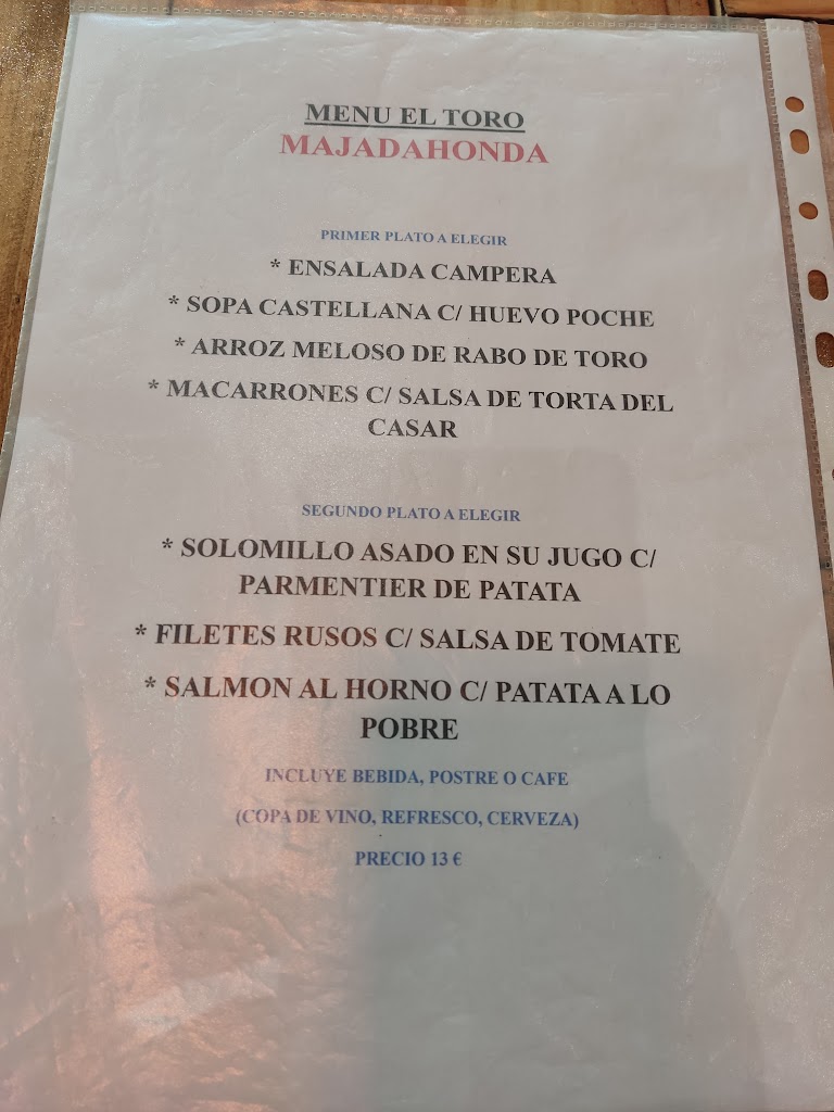 El Toro Majadahonda. — Carta