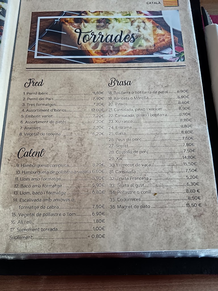 Restaurante L'Arengada — Carta