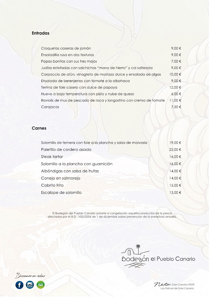 Restaurante Bodegon del Pueblo Canario — Carta