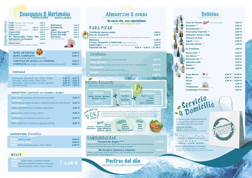 Restaurante D'mares Comida Saludable — Carta