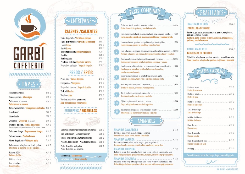 Cafeteria Garbi — Carta