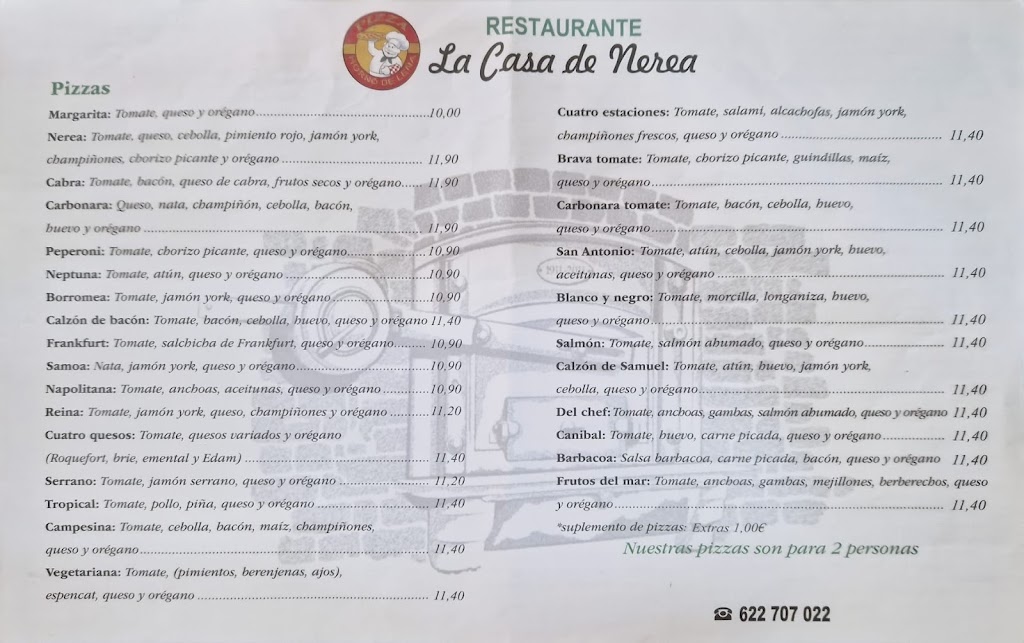 Restaurante La Casa de Nerea — Carta