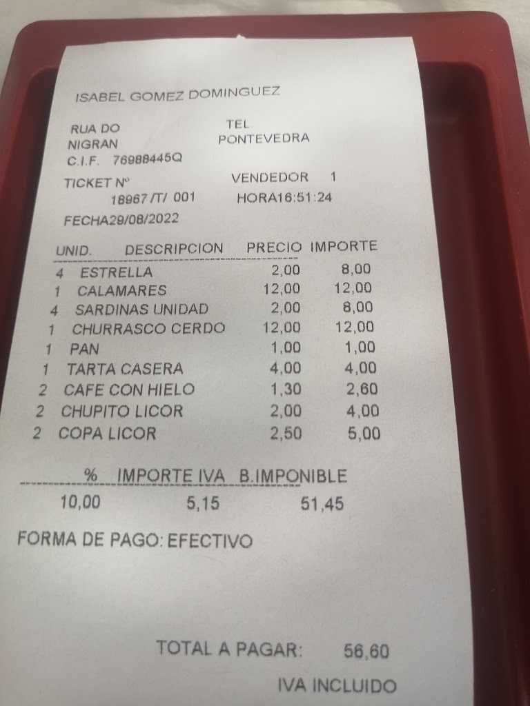 Bar Taperia Jose — Carta