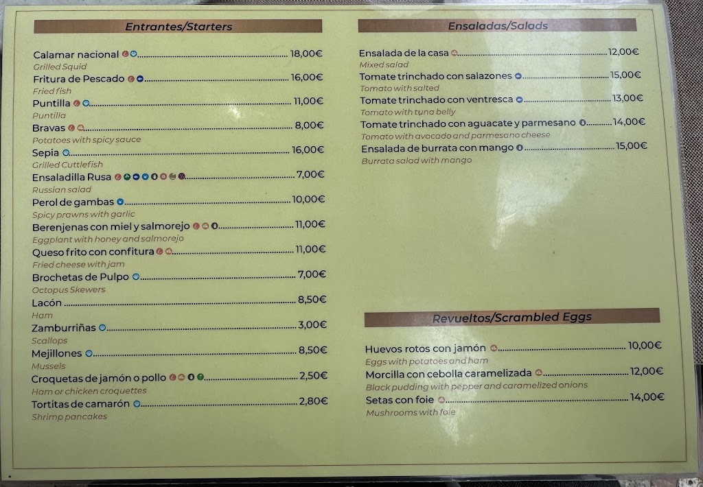 Restaurante Casa Alfredo — Carta