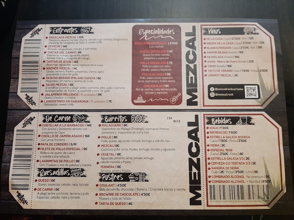 Bar Tequila — Carta