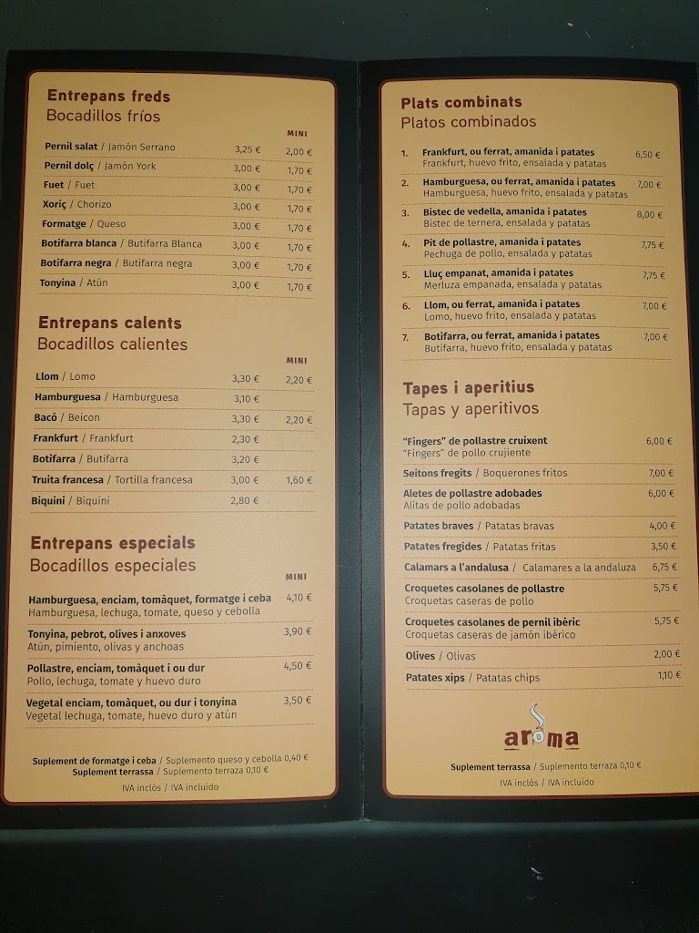 Cafeteria Aroma — Carta