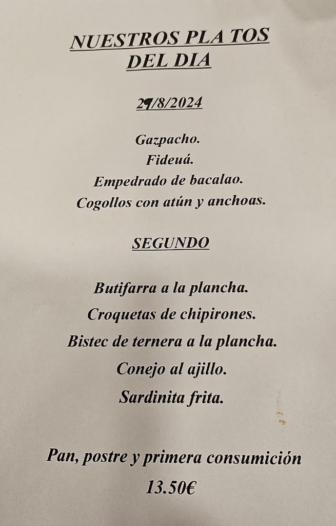 Restaurante Casa Narvaez — Carta